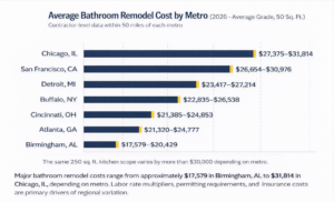 2026 bathroom remodel cost variations by major metros across the US